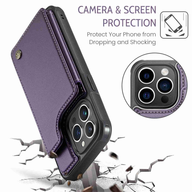 For iPhone 15 Pro CaseMe C22 Card Slots Holder RFID Anti-theft Phone Case(Purple) - iPhone 15 Pro Cases by CaseMe | Online Shopping South Africa | PMC Jewellery | Buy Now Pay Later Mobicred