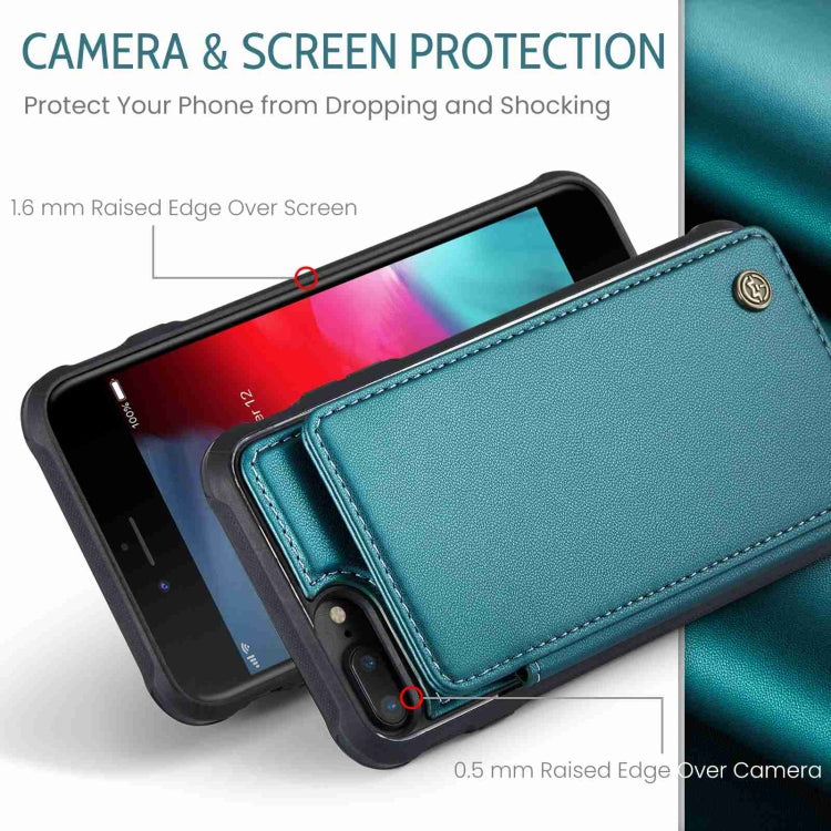 For iPhone 8 Plus / 7 Plus CaseMe C22 Card Slots Holder RFID Anti-theft Phone Case(Blue Green) - More iPhone Cases by CaseMe | Online Shopping South Africa | PMC Jewellery | Buy Now Pay Later Mobicred