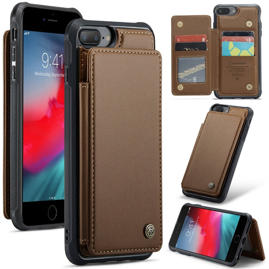 For iPhone 8 Plus / 7 Plus CaseMe C22 Card Slots Holder RFID Anti-theft Phone Case(Brown) - More iPhone Cases by CaseMe | Online Shopping South Africa | PMC Jewellery | Buy Now Pay Later Mobicred