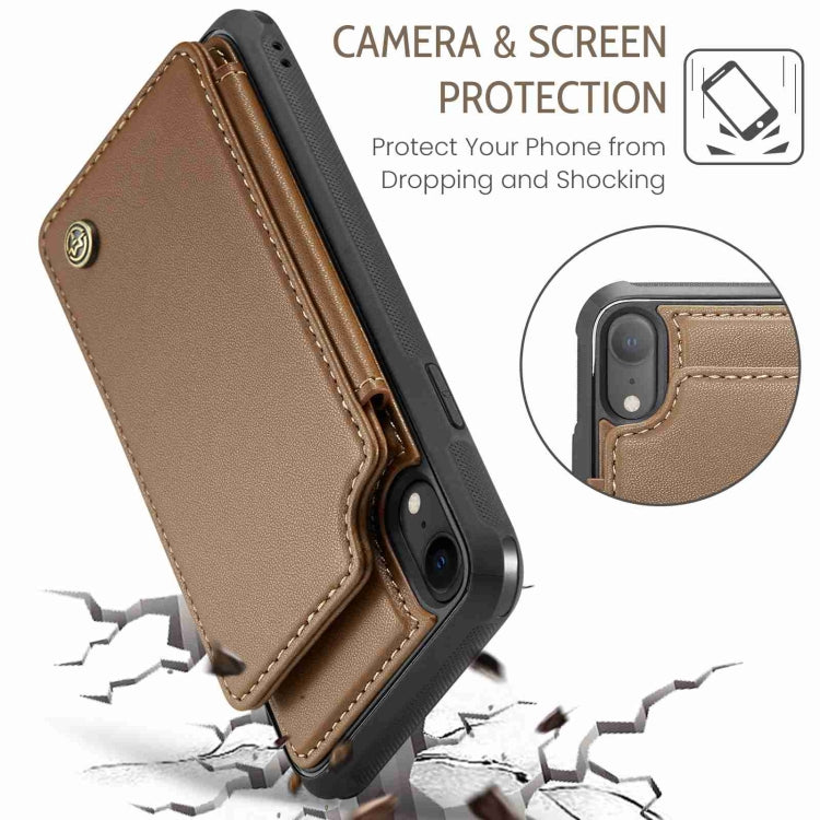 For iPhone XR CaseMe C22 Card Slots Holder RFID Anti-theft Phone Case(Brown) - More iPhone Cases by CaseMe | Online Shopping South Africa | PMC Jewellery | Buy Now Pay Later Mobicred