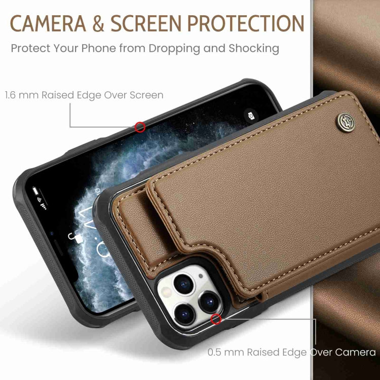 For iPhone 11 Pro CaseMe C22 Card Slots Holder RFID Anti-theft Phone Case(Brown) - iPhone 11 Pro Cases by CaseMe | Online Shopping South Africa | PMC Jewellery | Buy Now Pay Later Mobicred