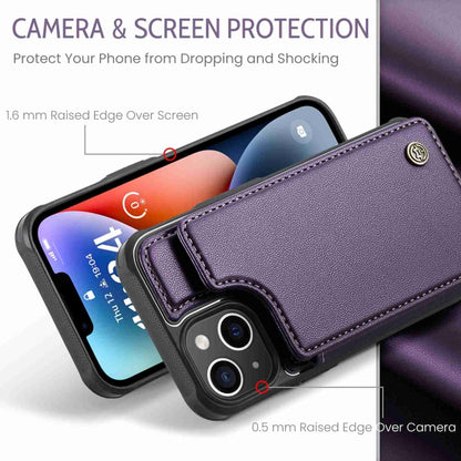 For iPhone 14 Plus CaseMe C22 Card Slots Holder RFID Anti-theft Phone Case(Purple) - iPhone 14 Plus Cases by CaseMe | Online Shopping South Africa | PMC Jewellery | Buy Now Pay Later Mobicred