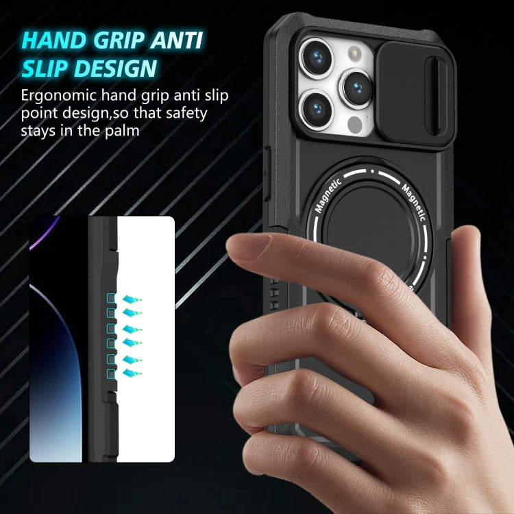 For iPhone 14 Pro Sliding Camshield Magsafe Holder TPU Hybrid PC Phone Case(Black) - iPhone 14 Pro Cases by PMC TechLife | Online Shopping South Africa | PMC TechLife