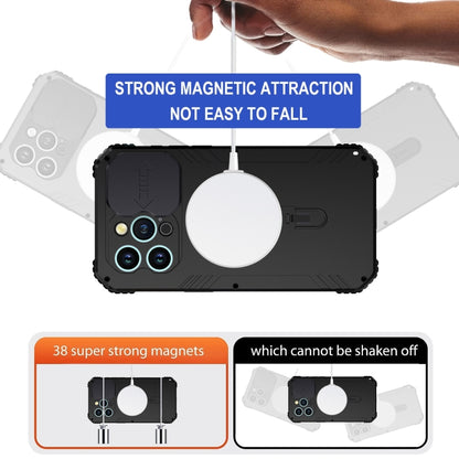 For iPhone 15 Camera Shield MagSafe Holder Life Waterproof Phone Case(Black) - iPhone 15 Cases by PMC Jewellery | Online Shopping South Africa | PMC Jewellery