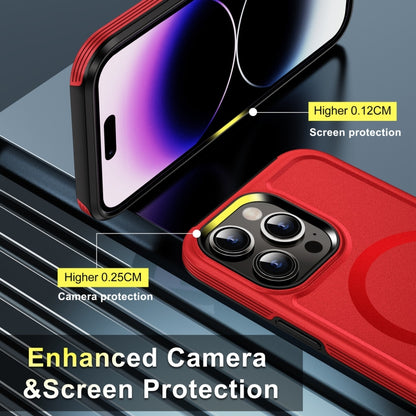 For iPhone 14 Plus Shield Armor MagSafe TPU Hybrid PC Phone Case(Red) - iPhone 14 Plus Cases by PMC Jewellery | Online Shopping South Africa | PMC Jewellery