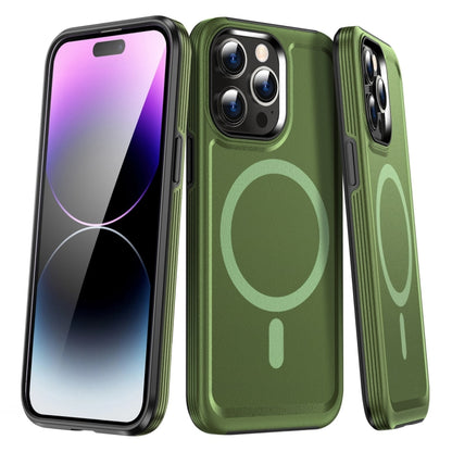 For iPhone 14 Pro Shield Armor MagSafe TPU Hybrid PC Phone Case(Grass Green) - iPhone 14 Pro Cases by PMC Jewellery | Online Shopping South Africa | PMC Jewellery