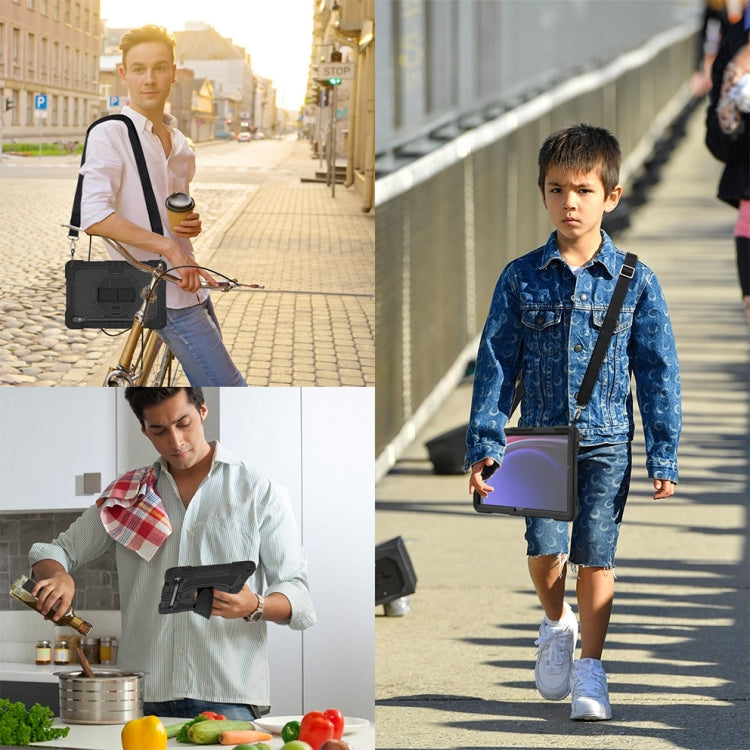 For Samsung Galaxy Tab S9 360 Degree Rotation PC Contrast Silicone Tablet Case(Black) - free shipping - PMC Jewellery - Order now!