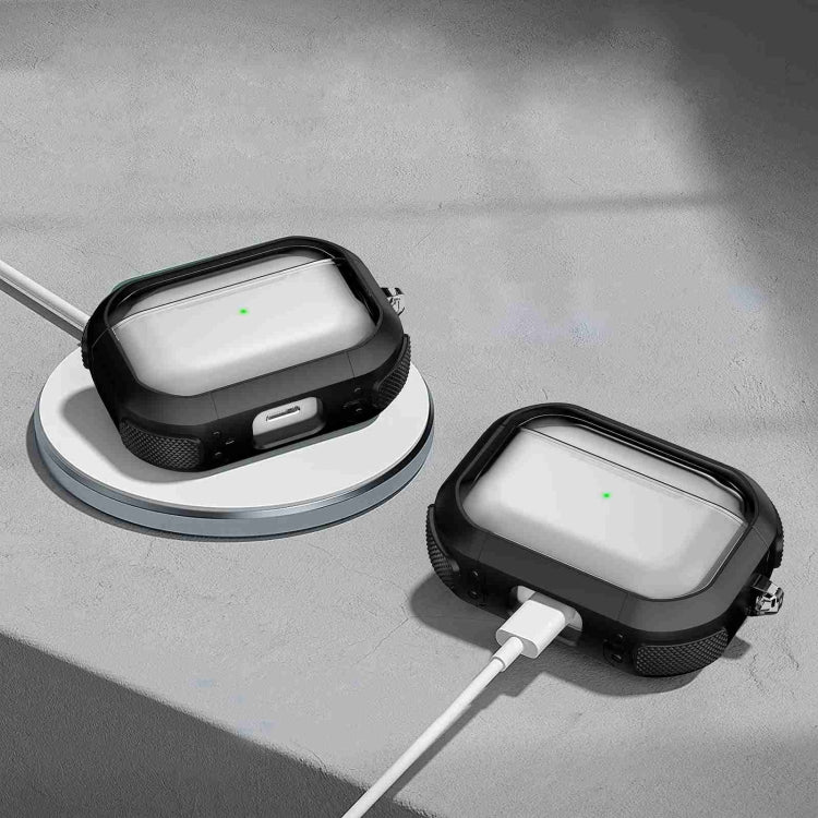 For AirPods Pro Thunder Transparent Armor Wireless Earphones Protective Case(Black) - For AirPods Pro by PMC Jewellery | Online Shopping South Africa | PMC Jewellery | Buy Now Pay Later Mobicred
