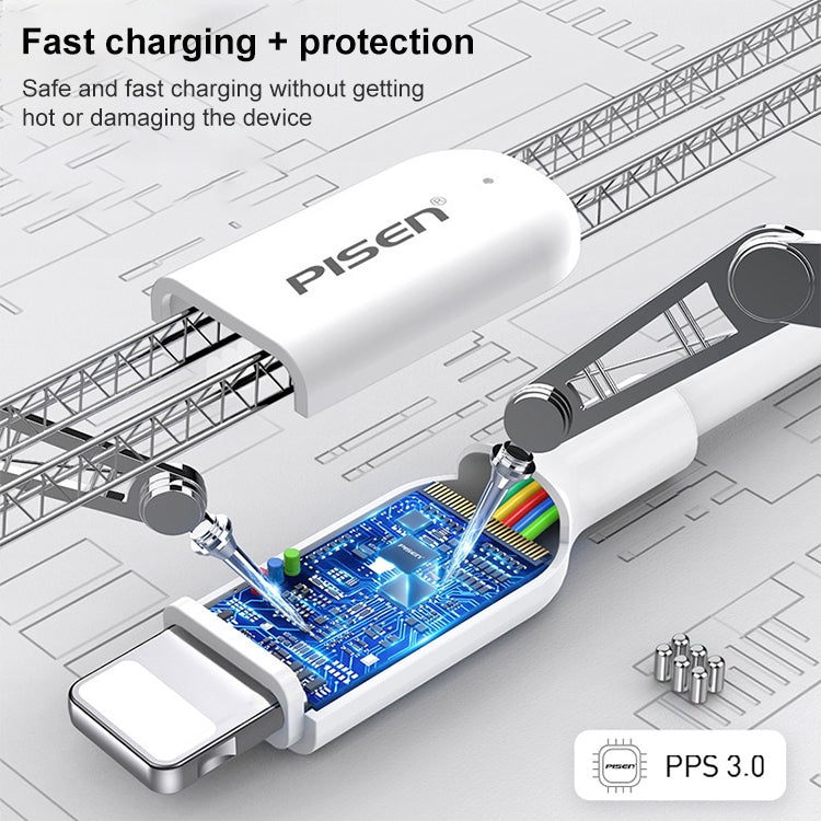 PISEN 1m 3.0A Type-C to 8 Pin PD Fast Charging Cable - 2 in 1 Cable by PMC Jewellery | Online Shopping South Africa | PMC Jewellery | Buy Now Pay Later Mobicred