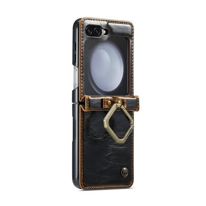 For Samsung Galaxy Z Flip5 CaseMe 003 PU + PC Business Style Crazy Horse Texture Ring Leather Phone Case with Lanyard(Coffee) - Galaxy Z Flip5 Cases by CaseMe | Online Shopping South Africa | PMC Jewellery | Buy Now Pay Later Mobicred