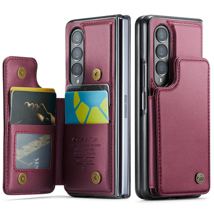 For Samsung Galaxy Z Fold4 5G CaseMe C22 PC+TPU Business Style RFID Anti-theft Leather Phone Case(Wine Red) - Galaxy Z Fold4 5G Cases by CaseMe | Online Shopping South Africa | PMC Jewellery | Buy Now Pay Later Mobicred