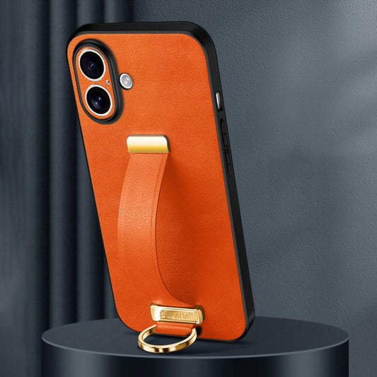 For iPhone 16 Plus SULADA Tide Cool Series PC + Leather Texture Skin Feel Phone Case(Orange) - iPhone 16 Plus Cases by SULADA | Online Shopping South Africa | PMC Jewellery | Buy Now Pay Later Mobicred