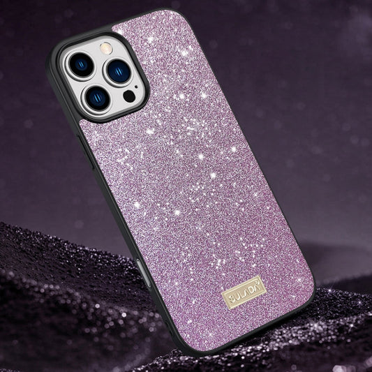 For iPhone 16 Pro Max SULADA Glittery PC Hybrid TPU Handmade Leather Phone Case(Purple) - iPhone 16 Pro Max Cases by SULADA | Online Shopping South Africa | PMC Jewellery | Buy Now Pay Later Mobicred