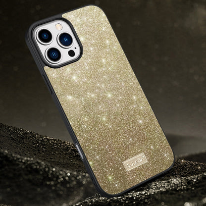 For iPhone 16 Pro SULADA Glittery PC Hybrid TPU Handmade Leather Phone Case(Gold) - iPhone 16 Pro Cases by SULADA | Online Shopping South Africa | PMC Jewellery | Buy Now Pay Later Mobicred