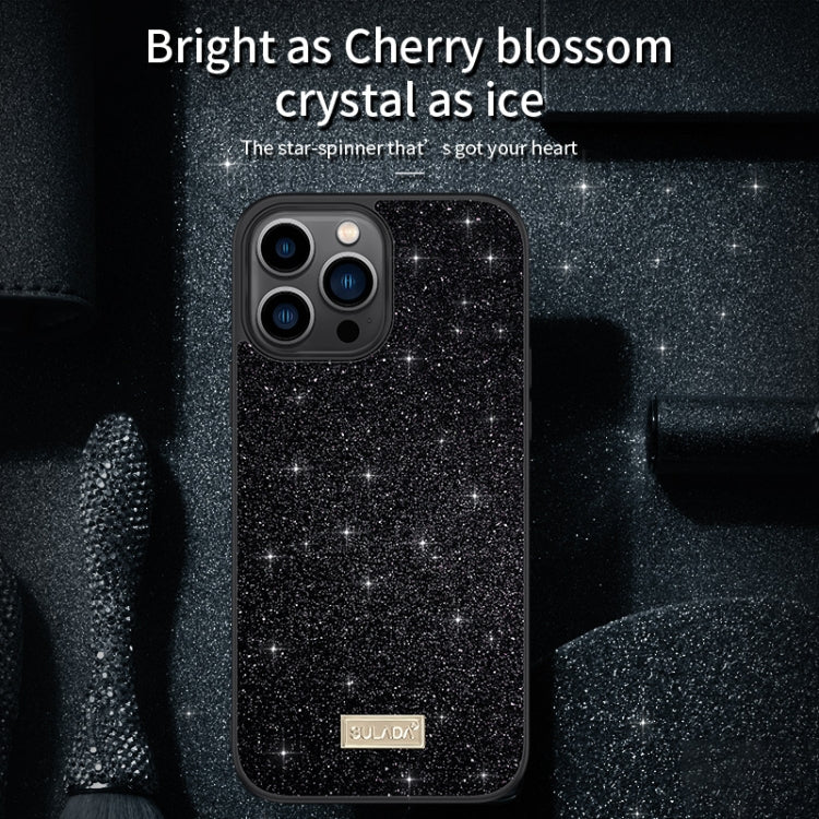 For iPhone 16 Pro Max SULADA Glittery PC Hybrid TPU Handmade Leather Phone Case(Black) - iPhone 16 Pro Max Cases by SULADA | Online Shopping South Africa | PMC Jewellery | Buy Now Pay Later Mobicred