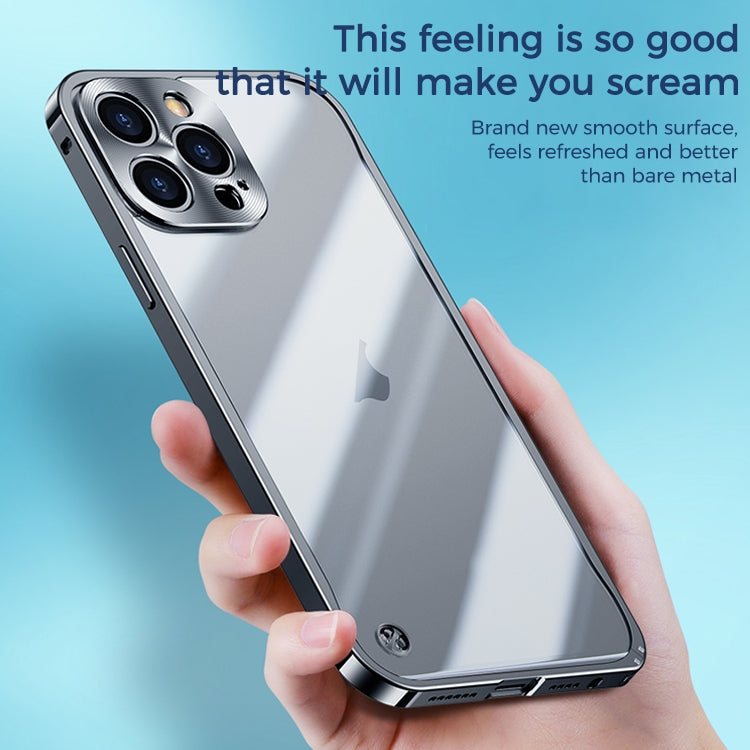 For iPhone 15 Plus Metal Frame Frosted PC Shockproof Phone Case(Silver) - iPhone 15 Plus Cases by PMC Jewellery | Online Shopping South Africa | PMC Jewellery