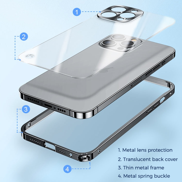 For iPhone 15 Plus Metal Frame Frosted PC Shockproof Phone Case(Silver) - iPhone 15 Plus Cases by PMC Jewellery | Online Shopping South Africa | PMC Jewellery