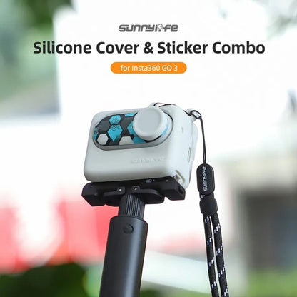 For Insta360 GO 3 Sunnylife Silicone Case Stickers Skin Wrap Lens Cover with Neck Strap(Black) - Case & Bags by Sunnylife | Online Shopping South Africa | PMC Jewellery | Buy Now Pay Later Mobicred