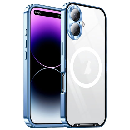 For iPhone 16 Frosted MagSafe Magnetic Metal Phone Case(Blue) - iPhone 16 Cases by PMC Jewellery | Online Shopping South Africa | PMC Jewellery | Buy Now Pay Later Mobicred