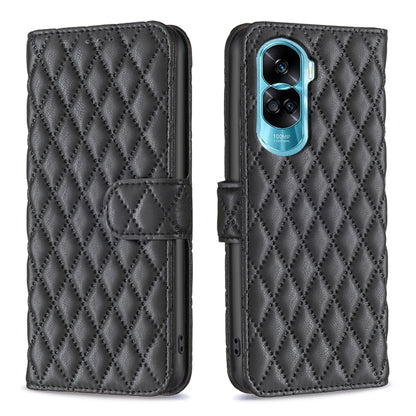 For Honor 90 Lite/X50i Diamond Lattice Wallet Flip Leather Phone Case(Black) - Honor Cases by PMC Jewellery | Online Shopping South Africa | PMC Jewellery | Buy Now Pay Later Mobicred