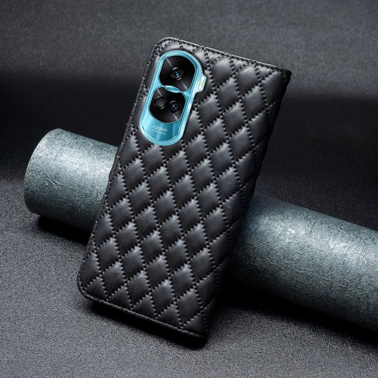 For Honor 90 Lite/X50i Diamond Lattice Wallet Flip Leather Phone Case(Black) - Honor Cases by PMC Jewellery | Online Shopping South Africa | PMC Jewellery | Buy Now Pay Later Mobicred