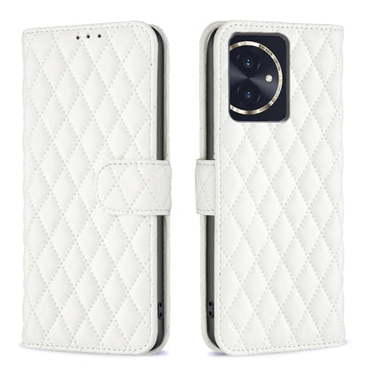 For Honor 100 Diamond Lattice Wallet Flip Leather Phone Case(White) - Honor Cases by PMC Jewellery | Online Shopping South Africa | PMC Jewellery | Buy Now Pay Later Mobicred