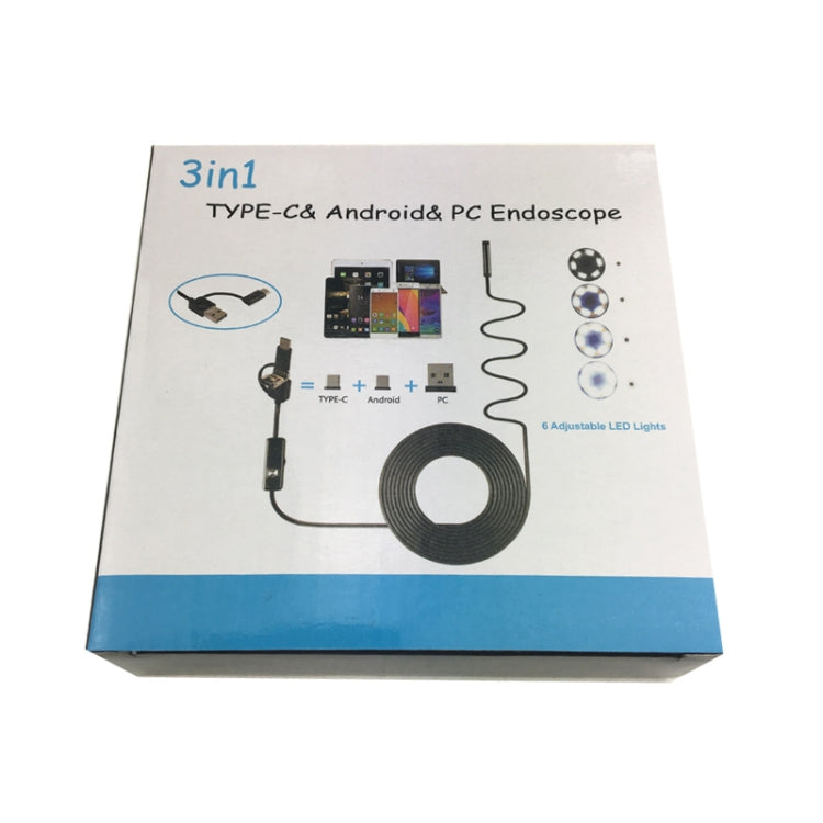 AN100 3 in 1 IP67 Waterproof USB-C / Type-C + Micro USB + USB HD Endoscope Snake Tube Inspection Camera for Parts of OTG Function Android Mobile Phone, with 6 LEDs, Lens Diameter:5.5mm(Length: 10m) -  by PMC Jewellery | Online Shopping South Africa | PMC Jewellery | Buy Now Pay Later Mobicred