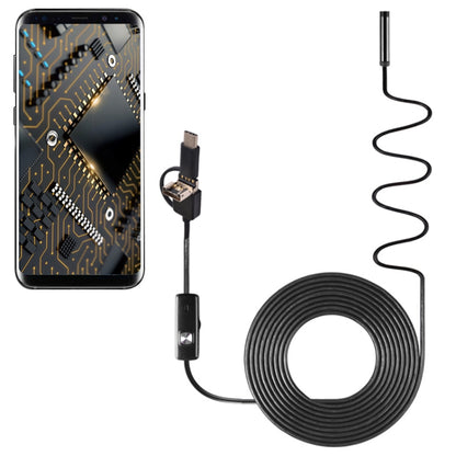 AN100 3 in 1 IP67 Waterproof USB-C / Type-C + Micro USB + USB HD Endoscope Snake Tube Inspection Camera for Parts of OTG Function Android Mobile Phone, with 6 LEDs, Lens Diameter:7mm(Length: 5m) -  by PMC Jewellery | Online Shopping South Africa | PMC Jewellery | Buy Now Pay Later Mobicred