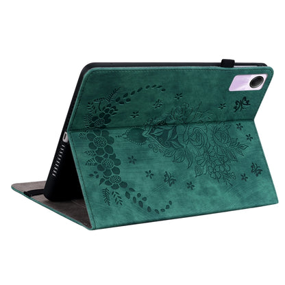 For Xiaomi Redmi Pad SE 11 inch Butterfly Rose Embossed Leather Tablet Case(Green) - More Tablet Cases by PMC Jewellery | Online Shopping South Africa | PMC Jewellery