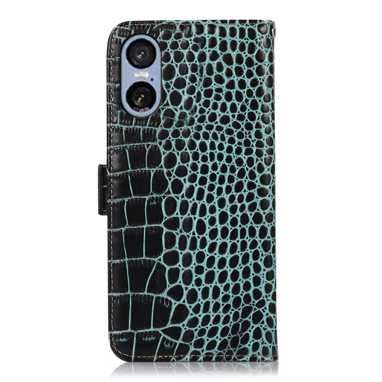 For Sony Xperia 5 VI Crocodile Top Layer Cowhide Leather Phone Case(Green) - Sony Cases by PMC TechLife | Online Shopping South Africa | PMC TechLife | Buy Now Pay Later Mobicred