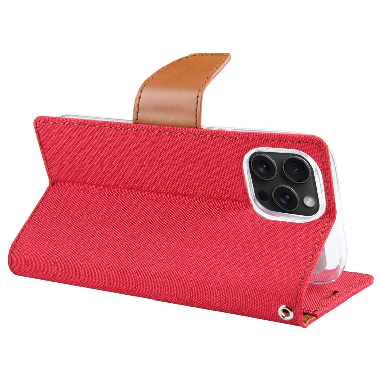 For iPhone 15 Pro Max GOOSPERY CANVAS DIARY Fabric Texture Flip Leather Phone Case(Red) - iPhone 15 Pro Max Cases by GOOSPERY | Online Shopping South Africa | PMC Jewellery | Buy Now Pay Later Mobicred