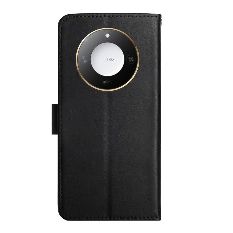For Honor X9c Smart HT02 Genuine Leather Fingerprint-proof Flip Phone Case(Black) - Honor Cases by PMC TechLife | Online Shopping South Africa | PMC TechLife | Buy Now Pay Later Mobicred