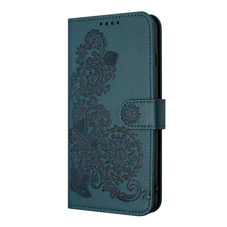 For iPhone 6 / 7 / 8 / SE 2020 Datura Flower Embossed Flip Leather Phone Case(Dark Green) - iPhone SE 2022 / 2020 / 8 / 7 Cases by PMC Jewellery | Online Shopping South Africa | PMC Jewellery