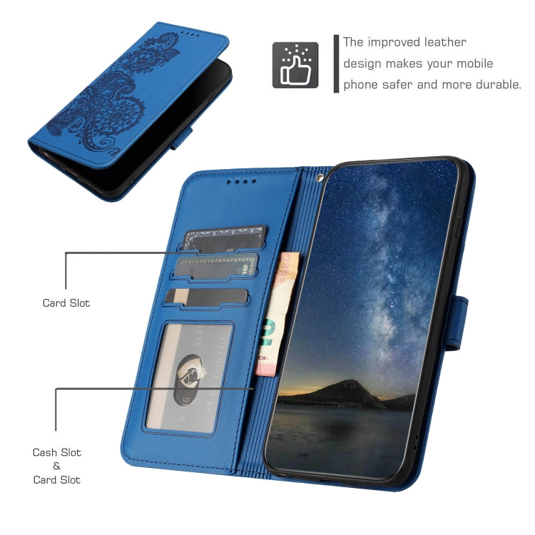For Motorola Moto E13 Datura Flower Embossed Flip Leather Phone Case(Blue) - Motorola Cases by PMC TechLife | Online Shopping South Africa | PMC TechLife | Buy Now Pay Later Mobicred
