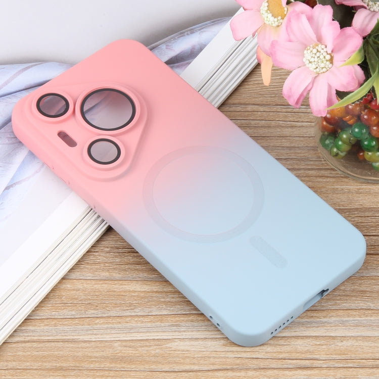 For Huawei Pura 70 Liquid TPU Silicone Gradient MagSafe Phone Case(Pink Blue) - Huawei Cases by PMC Jewellery | Online Shopping South Africa | PMC Jewellery | Buy Now Pay Later Mobicred