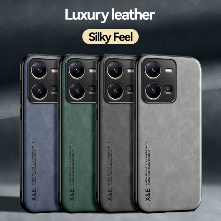 For vivo X100 Pro Skin Feel Magnetic Leather Back Phone Case(Dark Grey) - X100 Pro Cases by PMC Jewellery | Online Shopping South Africa | PMC Jewellery