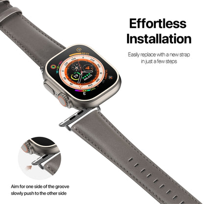 For Apple Watch SE 2023 44mm DUX DUCIS YS Series Genuine Leather Watch Band(Grey) - Watch Bands by DUX DUCIS | Online Shopping South Africa | PMC Jewellery | Buy Now Pay Later Mobicred