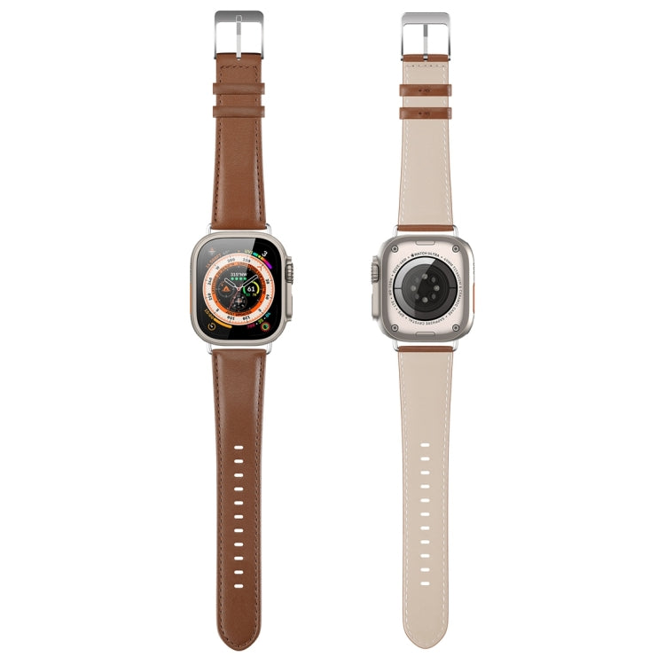 For Apple Watch 9 41mm DUX DUCIS YS Series Genuine Leather Watch Band(Brown) - Watch Bands by DUX DUCIS | Online Shopping South Africa | PMC Jewellery | Buy Now Pay Later Mobicred