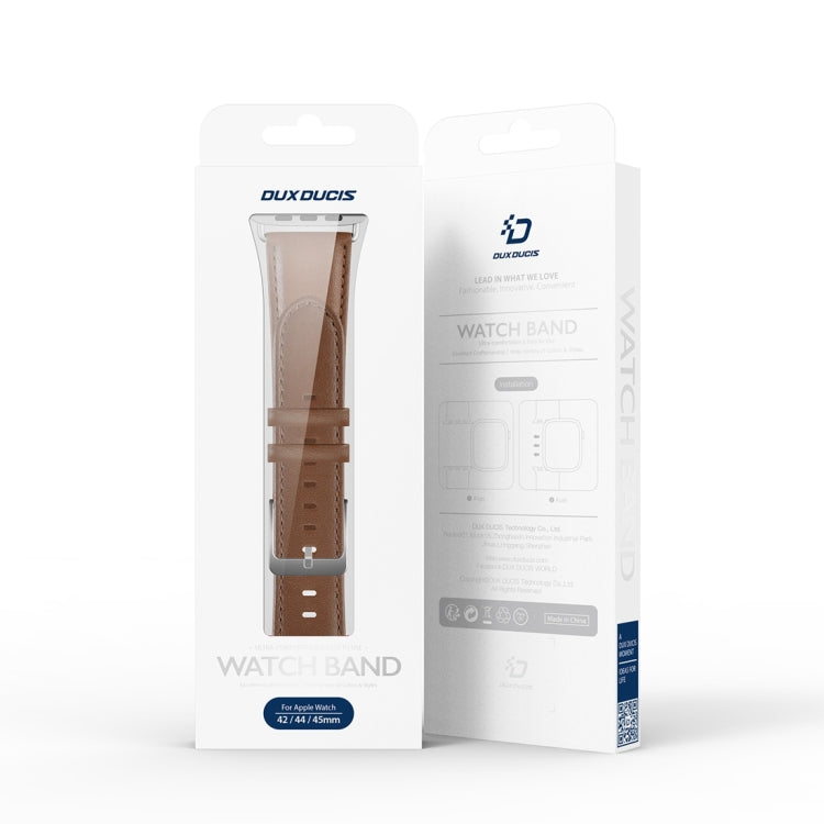 For Apple Watch 9 41mm DUX DUCIS YS Series Genuine Leather Watch Band(Brown) - Watch Bands by DUX DUCIS | Online Shopping South Africa | PMC Jewellery | Buy Now Pay Later Mobicred