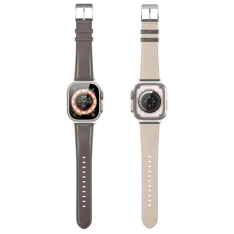 For Apple Watch SE 2022 44mm DUX DUCIS YS Series Genuine Leather Watch Band(Grey) - Watch Bands by DUX DUCIS | Online Shopping South Africa | PMC Jewellery | Buy Now Pay Later Mobicred