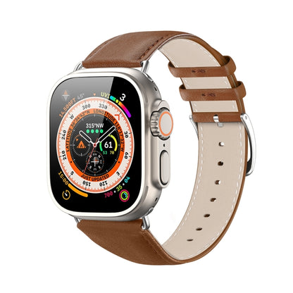 For Apple Watch SE 40mm DUX DUCIS YS Series Genuine Leather Watch Band(Brown) - Watch Bands by DUX DUCIS | Online Shopping South Africa | PMC Jewellery | Buy Now Pay Later Mobicred