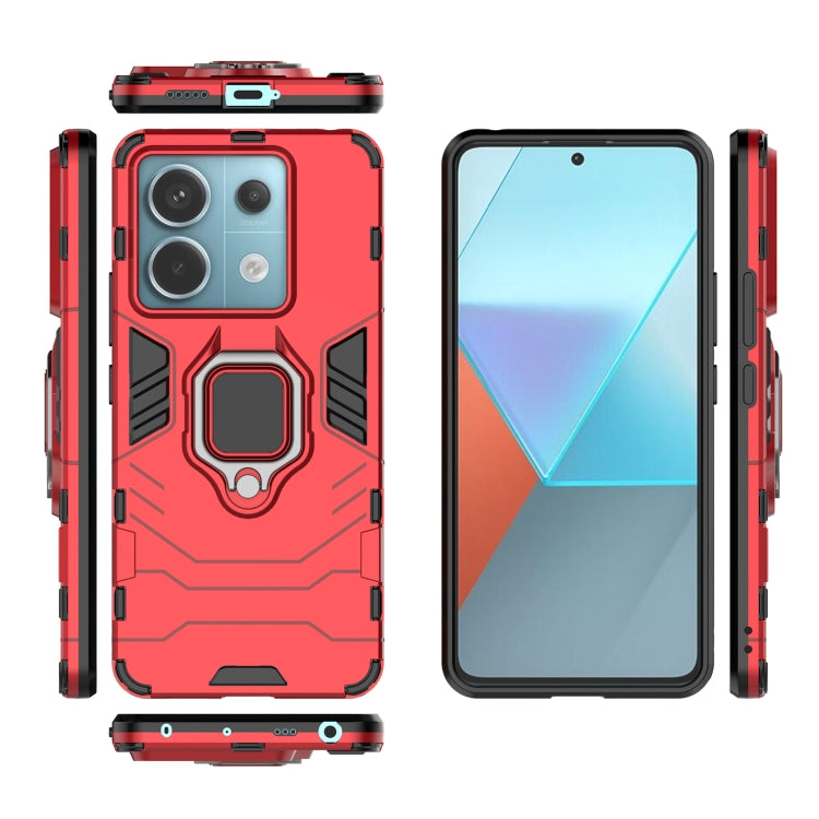 For Xiaomi Redmi Note 13 Pro Shockproof PC + TPU Holder Phone Case(Red) - Xiaomi Cases by PMC Jewellery | Online Shopping South Africa | PMC Jewellery | Buy Now Pay Later Mobicred