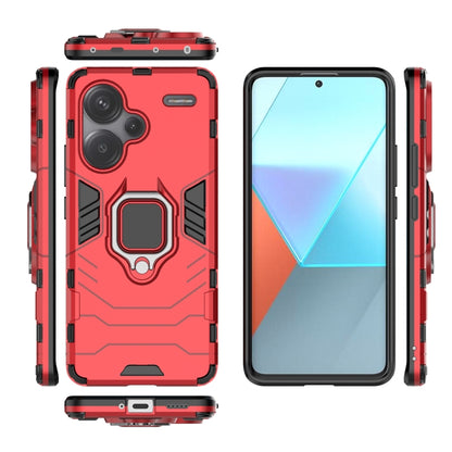 For Xiaomi Redmi Note 13 Pro+ Shockproof PC + TPU Holder Phone Case(Red) - Xiaomi Cases by PMC Jewellery | Online Shopping South Africa | PMC Jewellery | Buy Now Pay Later Mobicred