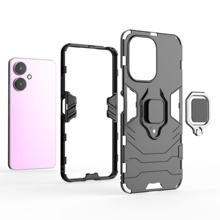 For Xiaomi Redmi 13C 4G / 5G  Shockproof PC + TPU Holder Phone Case(Black) - 13C Cases by PMC Jewellery | Online Shopping South Africa | PMC Jewellery | Buy Now Pay Later Mobicred