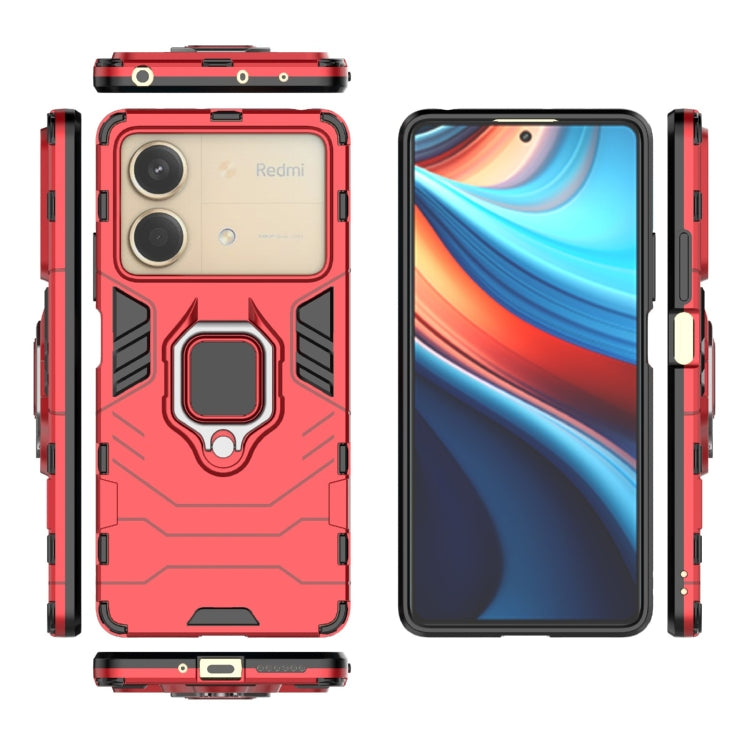 For Xiaomi Redmi Note 13R Pro 5G Shockproof PC + TPU Holder Phone Case(Red) - Xiaomi Cases by PMC Jewellery | Online Shopping South Africa | PMC Jewellery | Buy Now Pay Later Mobicred