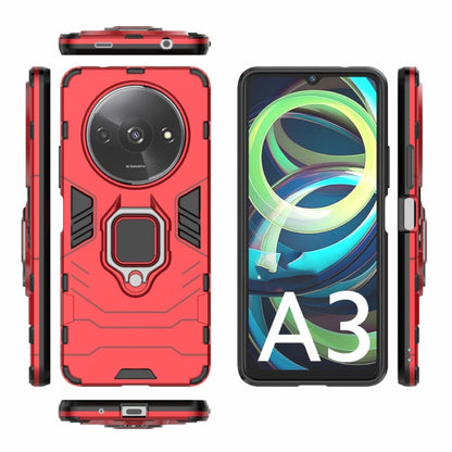 For Xiaomi Redmi A3 4G Shockproof PC + TPU Holder Phone Case(Red) - Xiaomi Cases by PMC Jewellery | Online Shopping South Africa | PMC Jewellery | Buy Now Pay Later Mobicred