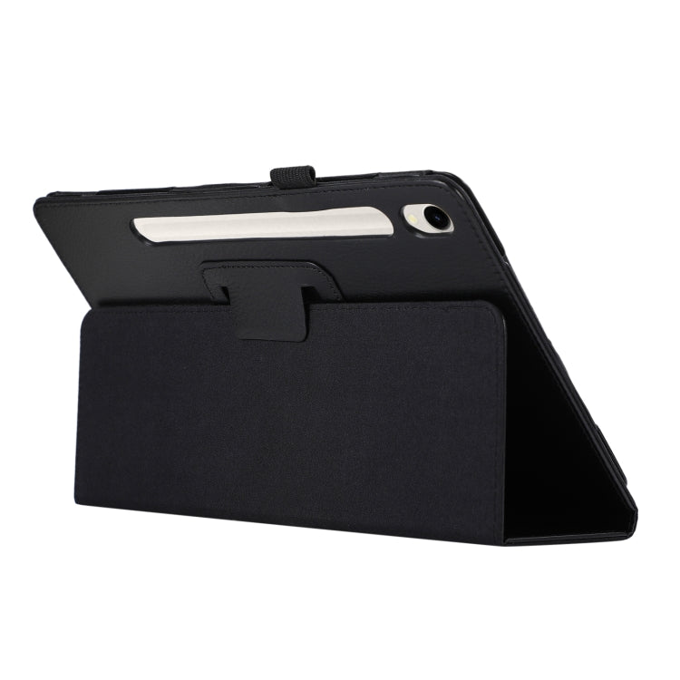 For Samsung Galaxy Tab S9 Litchi Texture Leather Tablet Case with Holder(Black) - Other Galaxy Tab PC by PMC Jewellery | Online Shopping South Africa | PMC Jewellery | Buy Now Pay Later Mobicred