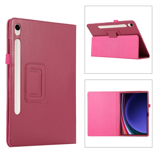 For Samsung Galaxy Tab S9 Litchi Texture Leather Tablet Case with Holder(Rose Red) - Other Galaxy Tab PC by PMC Jewellery | Online Shopping South Africa | PMC Jewellery | Buy Now Pay Later Mobicred