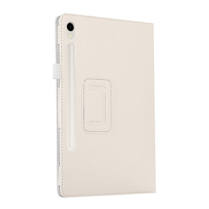 For Samsung Galaxy Tab S9 Litchi Texture Leather Tablet Case with Holder(White) - Other Galaxy Tab PC by PMC Jewellery | Online Shopping South Africa | PMC Jewellery | Buy Now Pay Later Mobicred