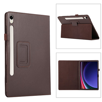 For Samsung Galaxy Tab S9+ / S10+ Litchi Texture Leather Tablet Case with Holder(Brown) - Other Galaxy Tab PC by PMC Jewellery | Online Shopping South Africa | PMC Jewellery | Buy Now Pay Later Mobicred